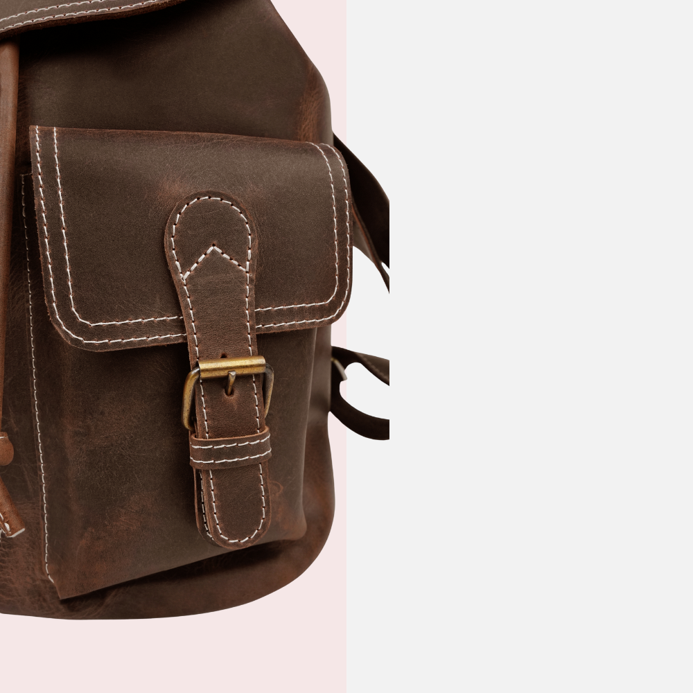 Brown Leather School & Travel Backpack