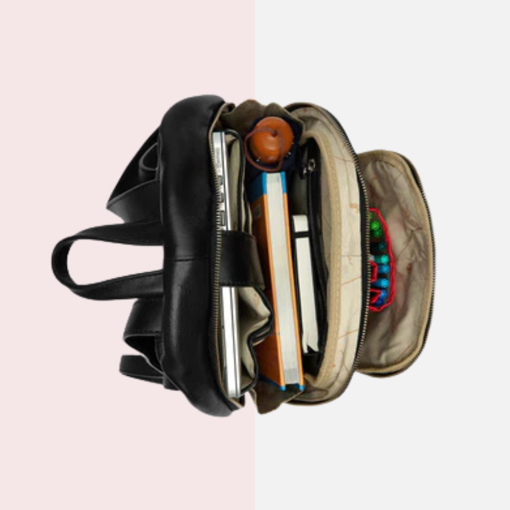 Archy Black Leather Business Backpack