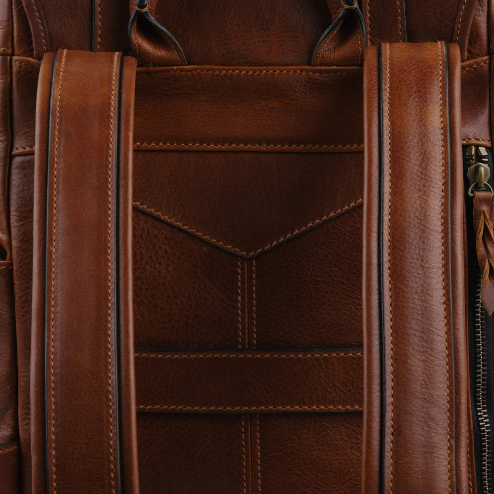 Cognac Brown Leather Backpack