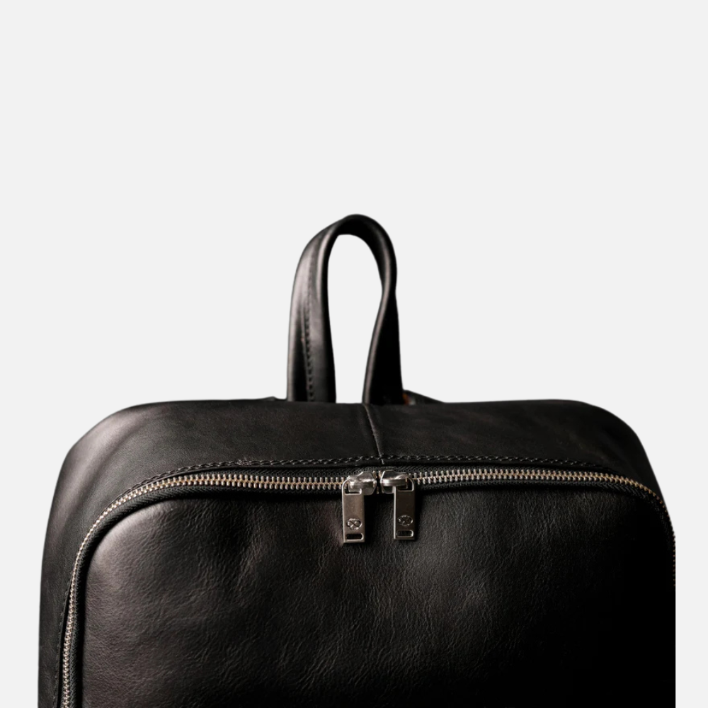 Full Grain Black Italian Leather Backpack