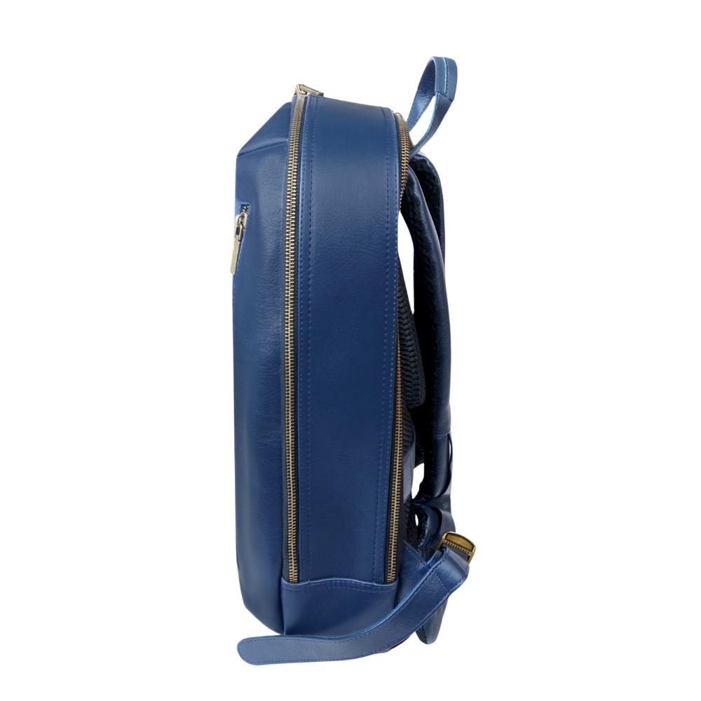 Navy Blue Leather Backpack