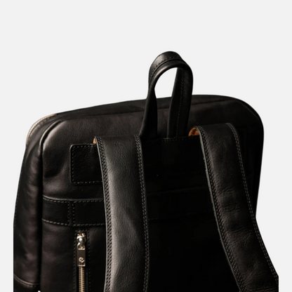 Full Grain Black Italian Leather Backpack