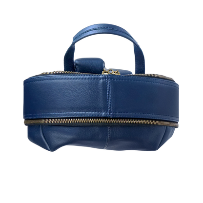 Navy Blue Leather Backpack