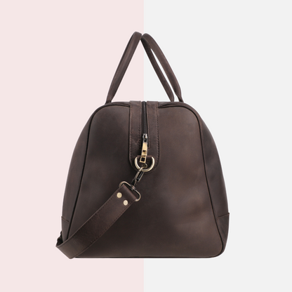 Rustic Brown Leather Duffle Bag