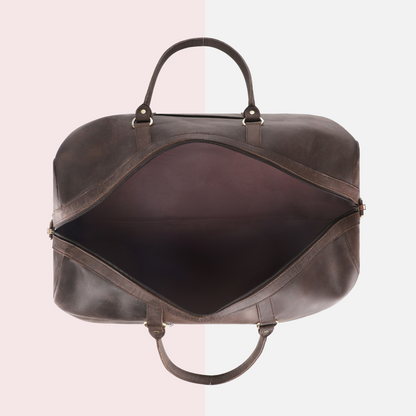 Rustic Brown Leather Duffle Bag