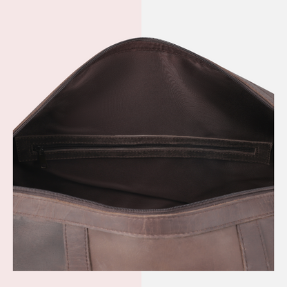 Rustic Brown Leather Duffle Bag