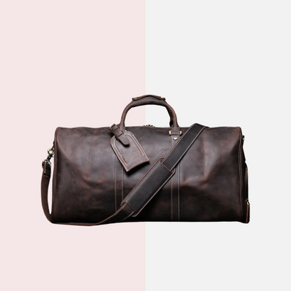 Dark Brown Leather Business Duffle Bag