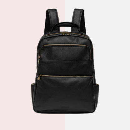 Black Leather Laptop Backpack