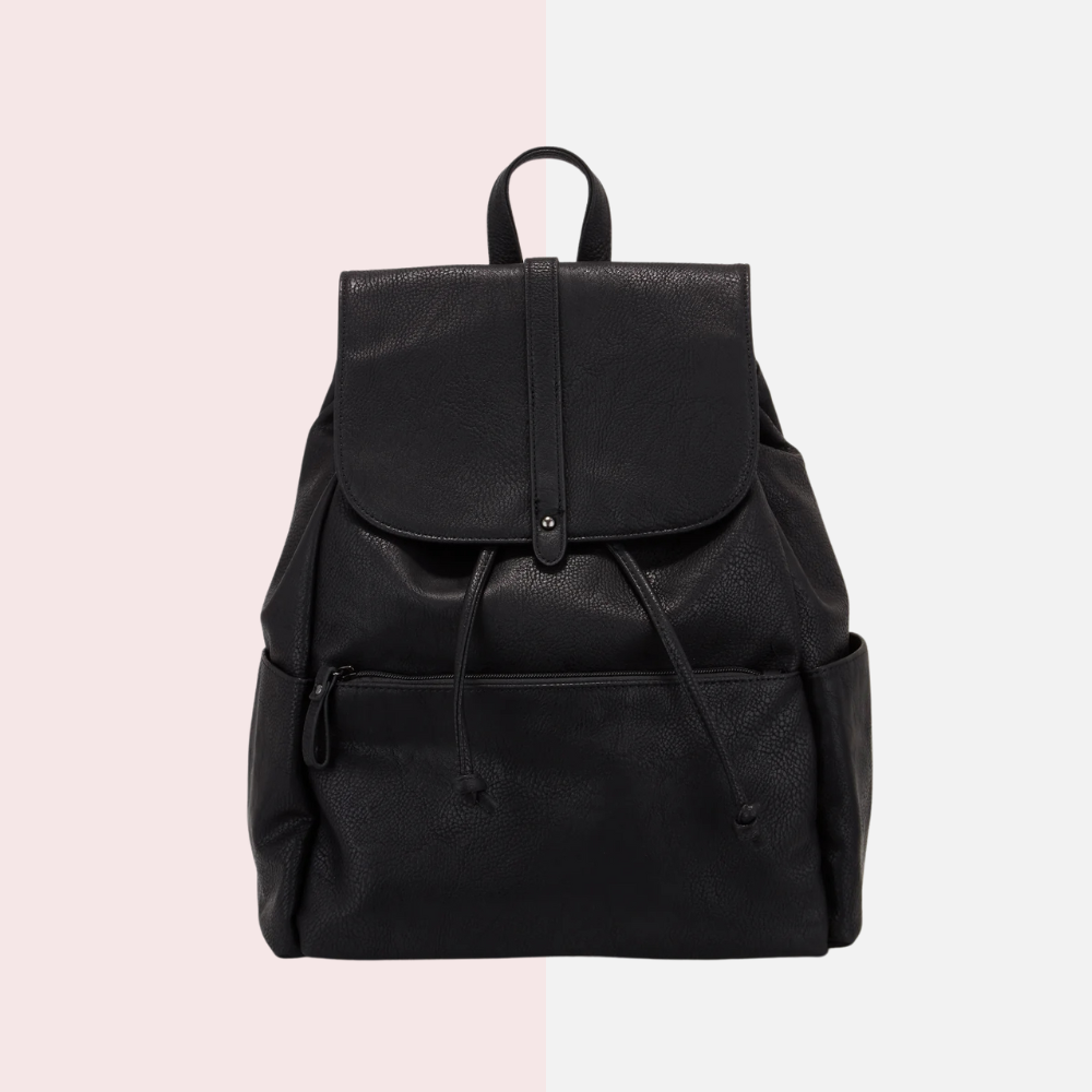 Black Multi-Compartment Leather Backpack