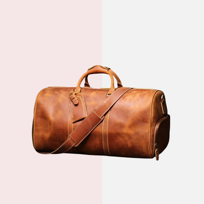 Brown Leather Business Duffle Bag