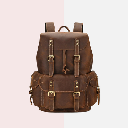 Vintage Dark Brown Leather Backpack