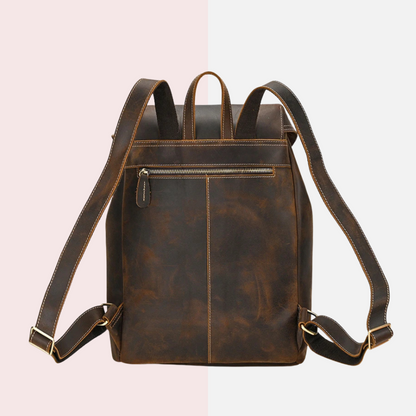 Brown Leather School & Travel Backpack