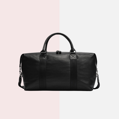 Black Pebbled Leather Weekender Bag