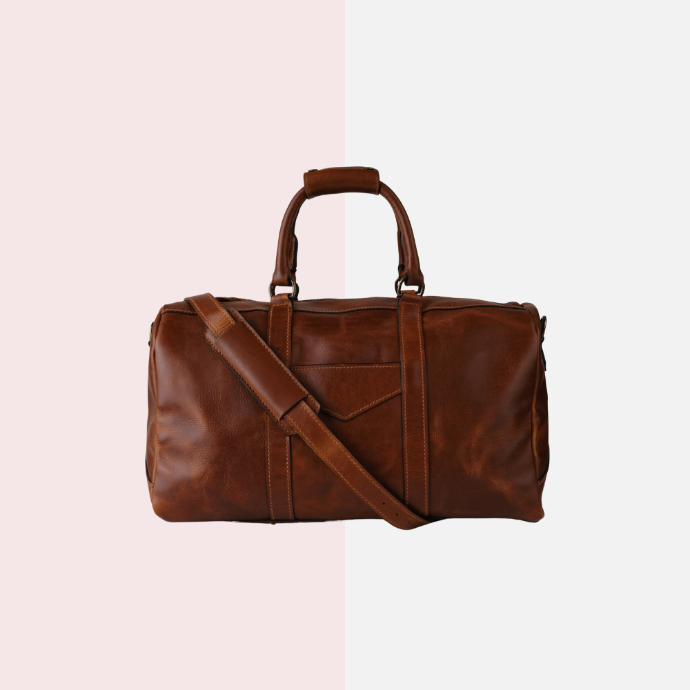 Cognac Brown Leather Duffle