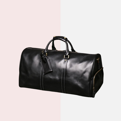 Black Leather Business Duffle Bag