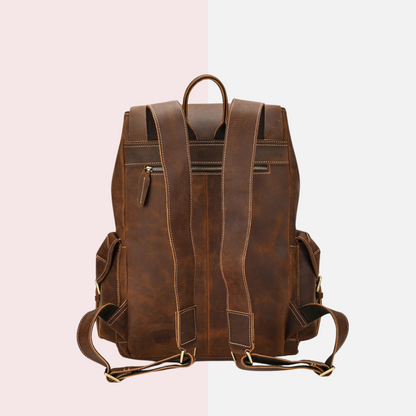 Vintage Dark Brown Leather Backpack