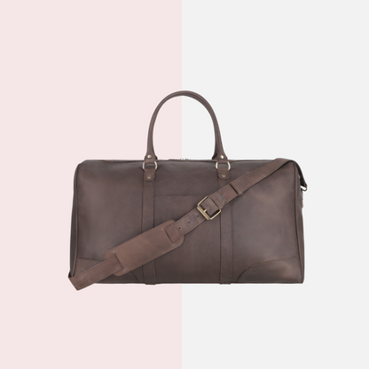 Rustic Brown Leather Duffle Bag