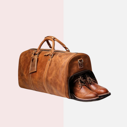 Brown Leather Business Duffle Bag