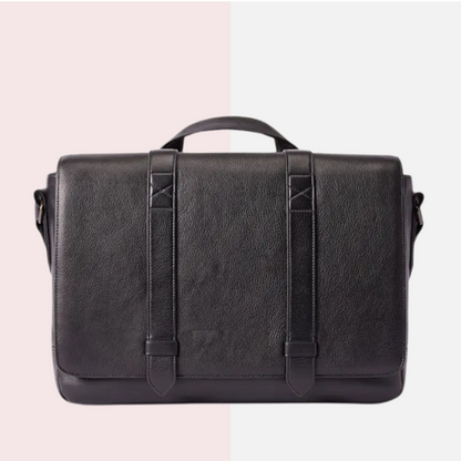 Black Leather Laptop Messenger