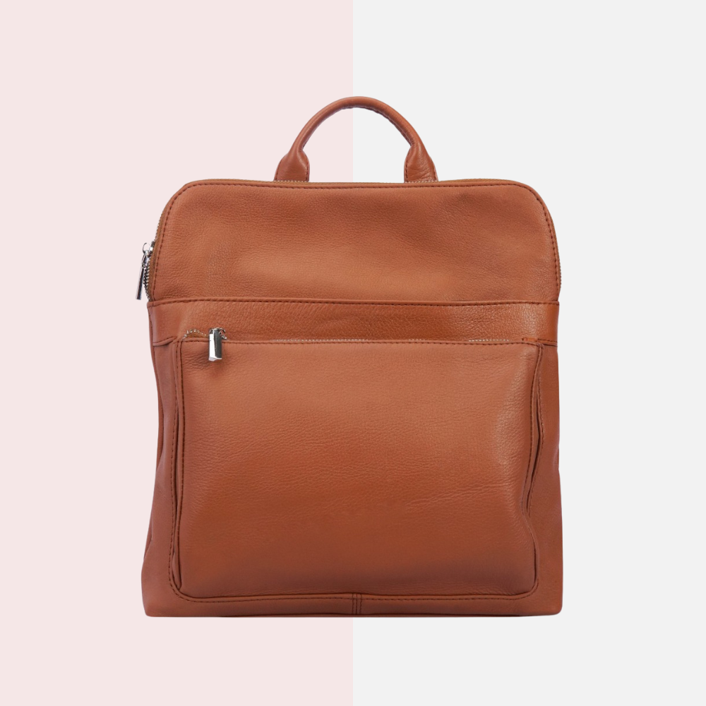 Brown leather convertible backpack