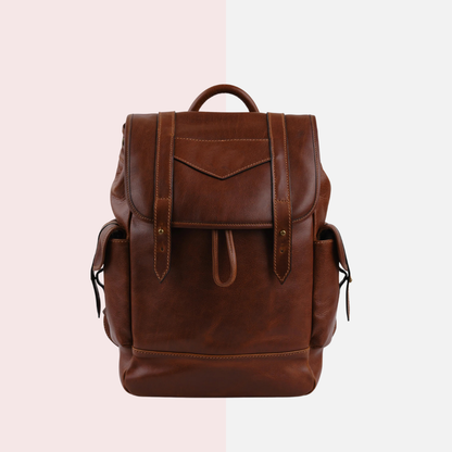 Cognac Brown Leather Backpack