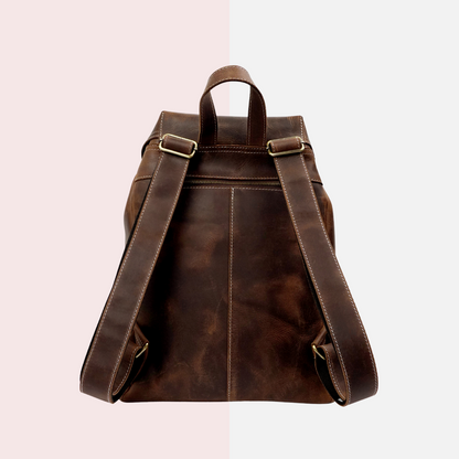 Brown Leather School & Travel Backpack