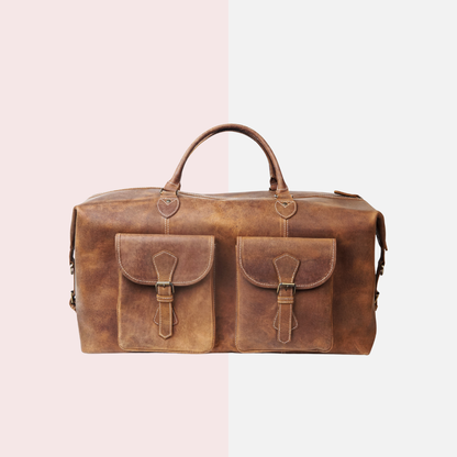 Cognac Brown Vintage Duffle Bag