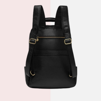 Black Leather Laptop Backpack