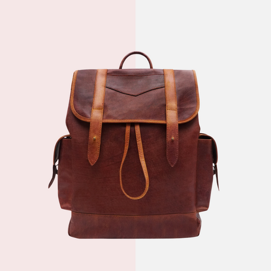 Cognac Brown Leather Backpack