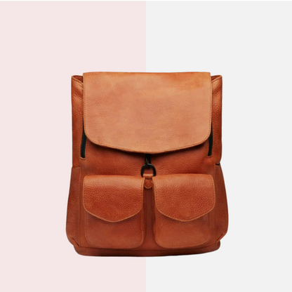 Honey Brown Leather Travel Backpack
