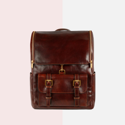 Full Grain Brown Italian Leather Backpack
