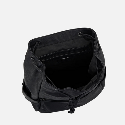 Black Multi-Compartment Leather Backpack