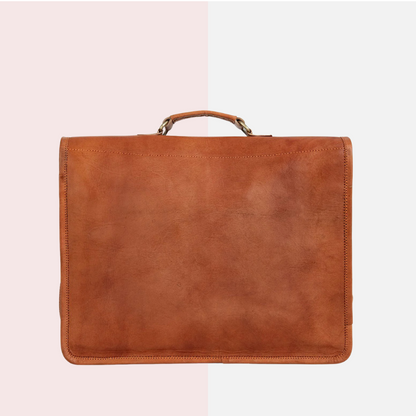 Classic Tan Leather Laptop Messenger