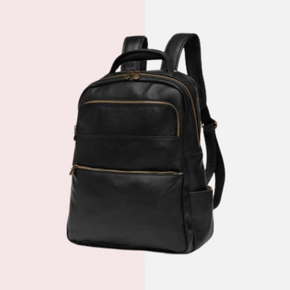 Black Leather Laptop Backpack