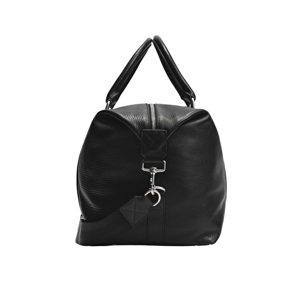 Black Pebbled Leather Weekender Bag