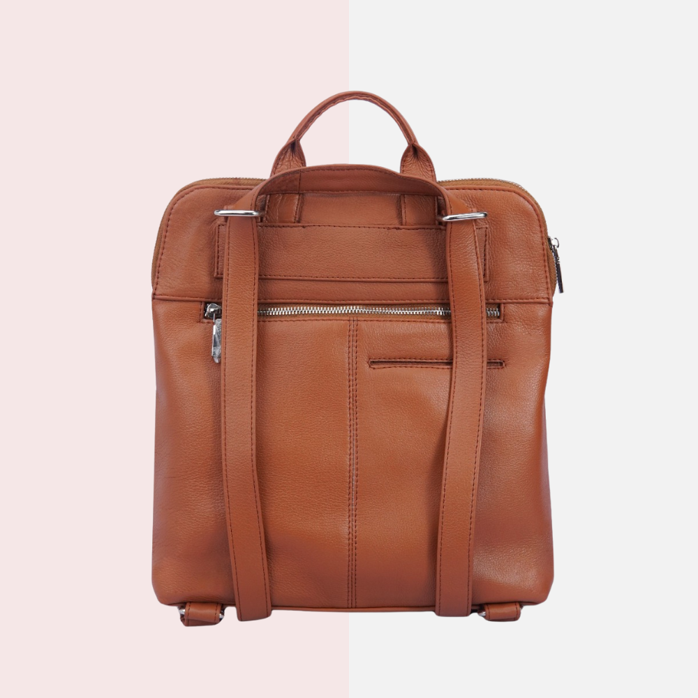Brown leather convertible backpack