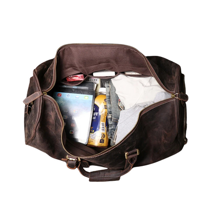 Dark Brown Leather Business Duffle Bag