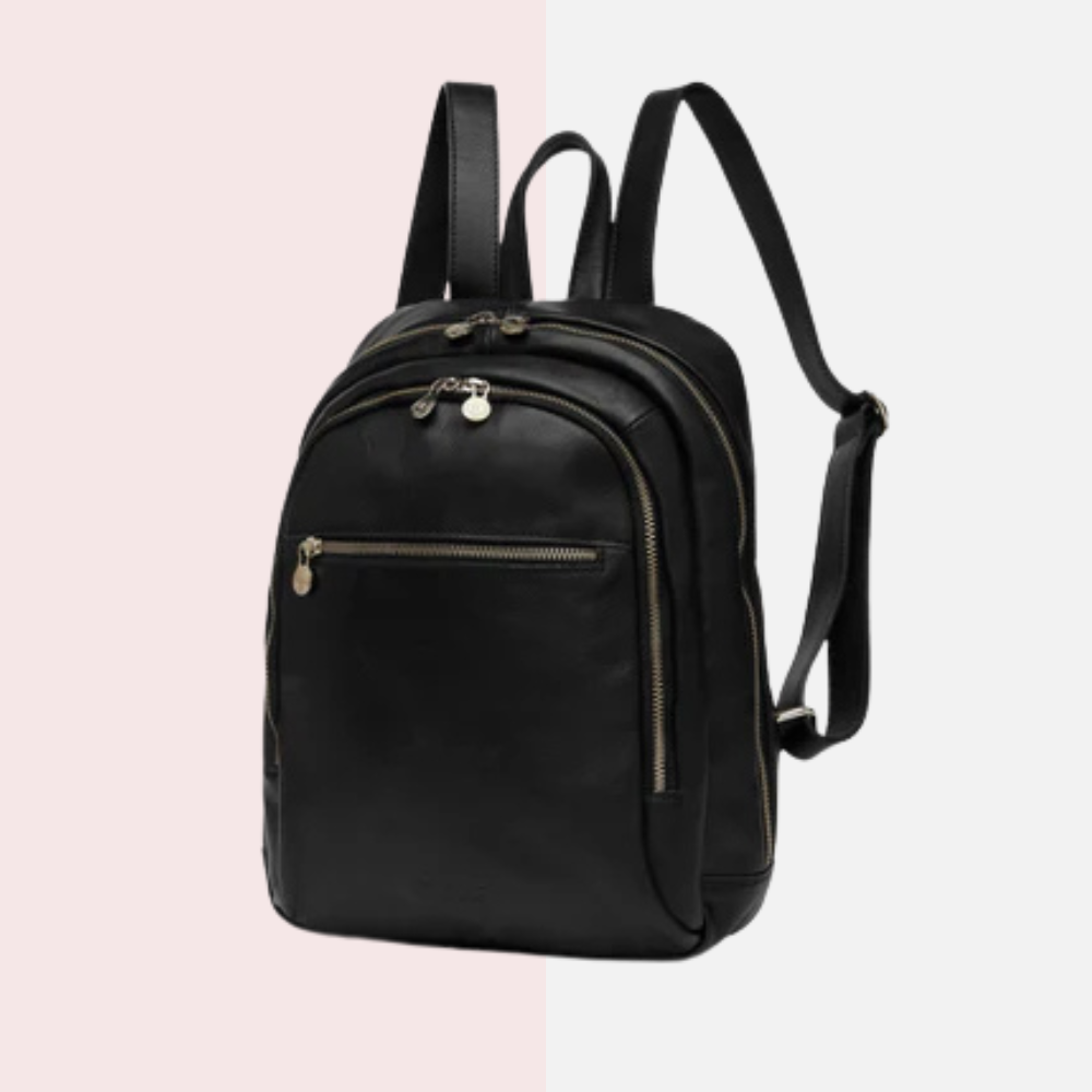 black pu leather backpack Archy Black Leather Business Backpack – Hide Gears
