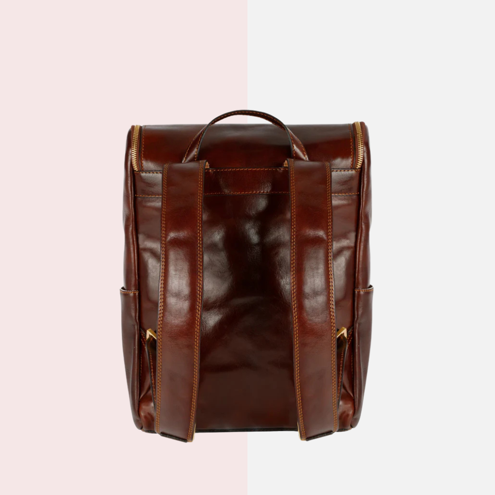 Full Grain Brown Italian Leather Backpack