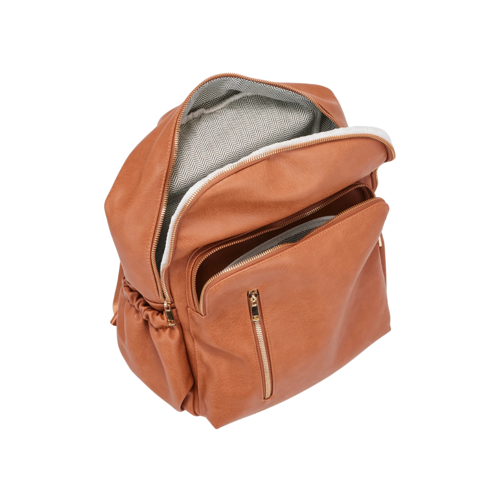 Tan Brown Round Top Backpack