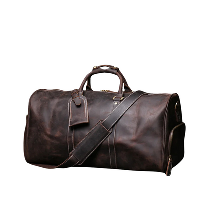 Dark Brown Leather Business Duffle Bag