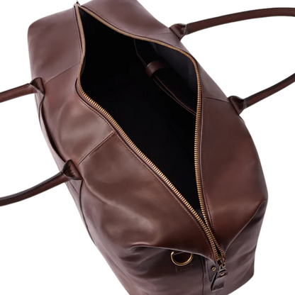 Dark Tan Full-Grain Leather Travel Bag