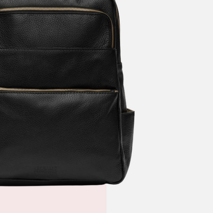 Black Leather Laptop Backpack