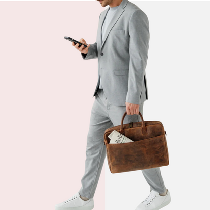 Earth Brown Leather Business Briefcase