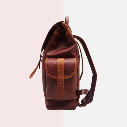 Cognac Brown Leather Backpack