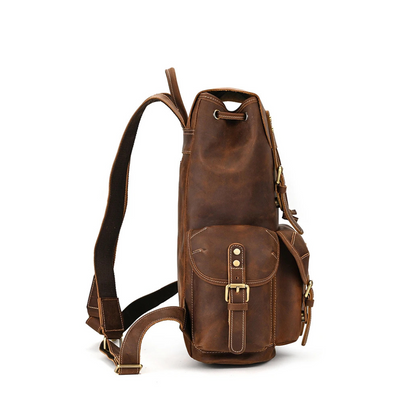 Vintage Dark Brown Leather Backpack