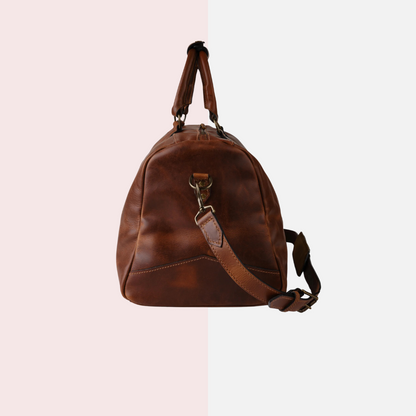Cognac Brown Leather Duffle