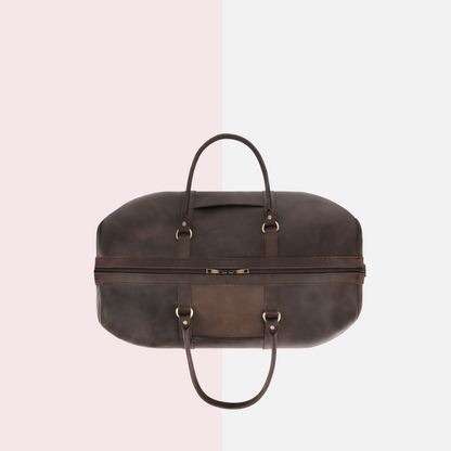Rustic Brown Leather Duffle Bag