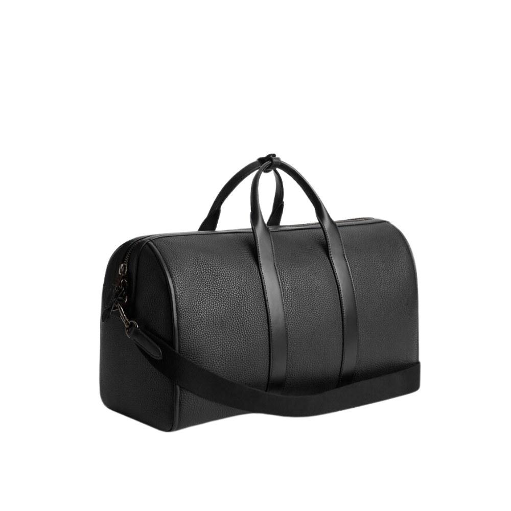 Black Pebbled Leather Duffle Bag