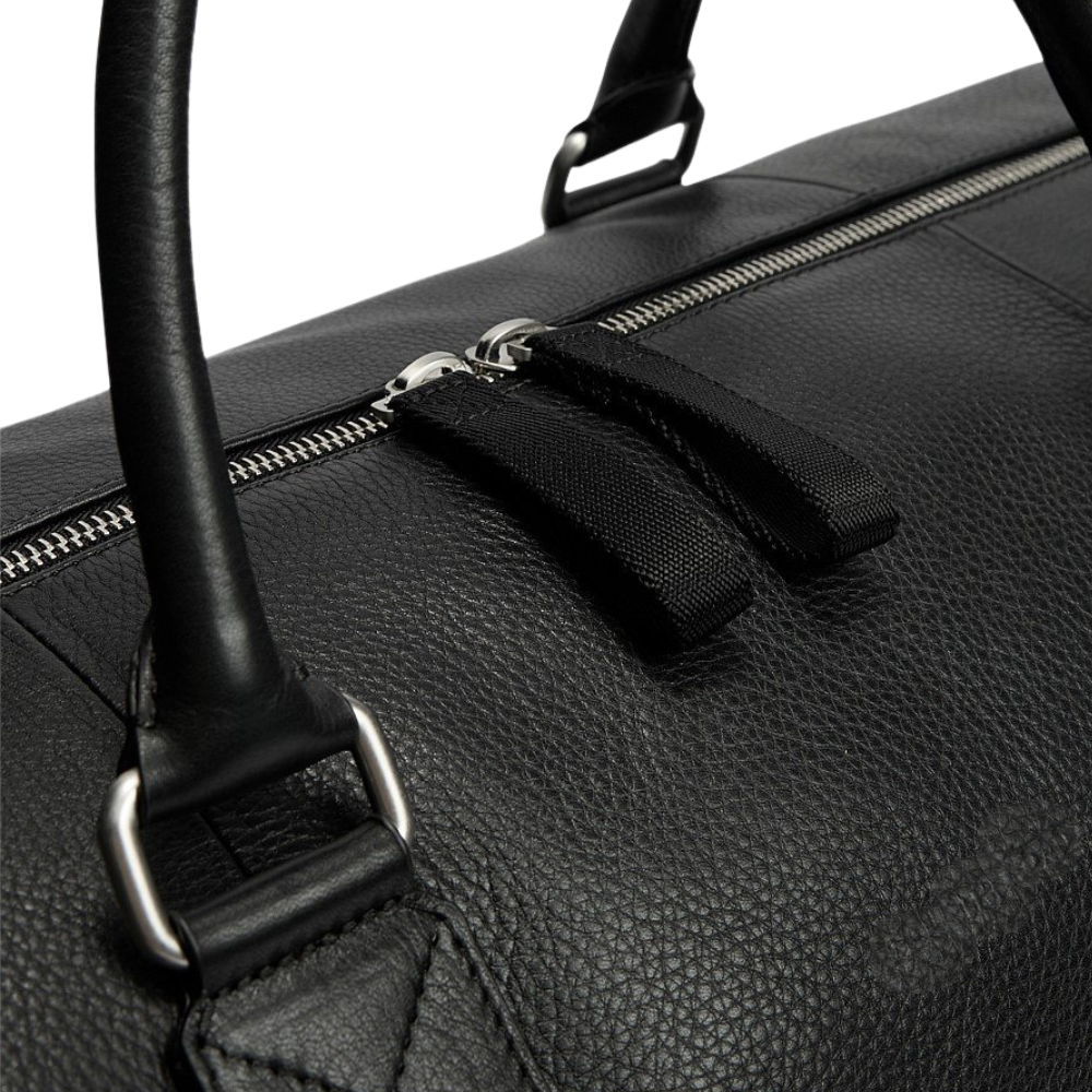 Black Pebbled Leather Weekender Bag